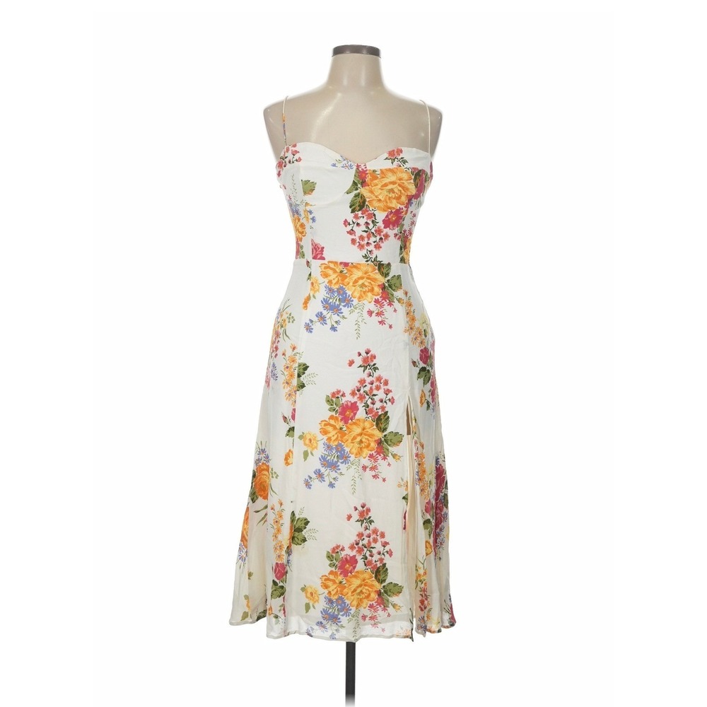 Reformation Juliette Midi Dress 8 10 12 Ivory Floral Wedding Guest Cottagecore - Picture 2 of 8